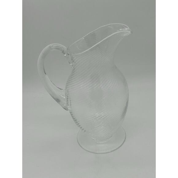 Vintage Murano Clear Glass Swirl Pitcher 1960s MCM - Picture 1 of 9